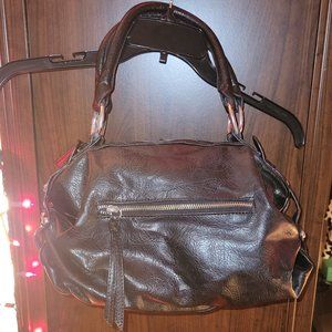 Faux Leather Handbag with Silver Hardware
